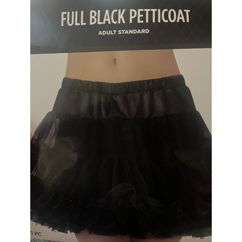 Amscan Black Petticoat Tutu Skirt Womens Up to Size 8 Halloween Costume NWT - Picture 2 of 6